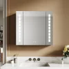 Sirhona Armoire de toilette en Aluminium Miroir multi-surfaces 65x60 cm Interrupteur tactile LED + Anti-buée + Prise rasoir* Armoire De Toilette