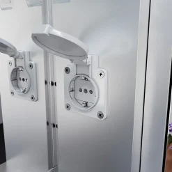 Sirhona Armoire de toilette en Aluminium Miroir multi-surfaces 65x60 cm Interrupteur tactile LED + Anti-buée + Prise rasoir* Armoire De Toilette