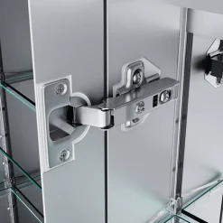 Sirhona Armoire de toilette en Aluminium Miroir multi-surfaces 65x60 cm Interrupteur tactile LED + Anti-buée + Prise rasoir* Armoire De Toilette