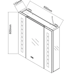 Sirhona Armoire de toilette en Aluminium Miroir multi-surfaces 65x60 cm Interrupteur tactile LED + Anti-buée + Prise rasoir* Armoire De Toilette