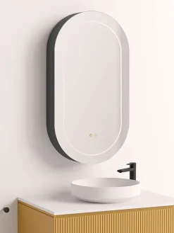 Poalgi Armoire de toilette LED aluminium MANILLONS 1p miroir l. 50 cm H. 90 cm P. 14 cm - Mint* Armoire De Toilette