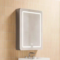 Poalgi Armoire de toilette LED aluminium MANILLONS 2p miroir l. 60 cm H. 80 cm P. 14 cm - Gan