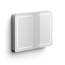Poalgi Armoire de toilette LED aluminium MANILLONS 2p miroir l. 80 cm H. 70 cm P. 14 cm - Gan* Armoire De Toilette