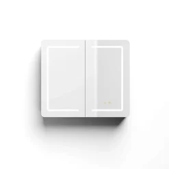 Poalgi Armoire de toilette LED aluminium MANILLONS 2p miroir l. 80 cm H. 70 cm P. 14 cm - Gan* Armoire De Toilette