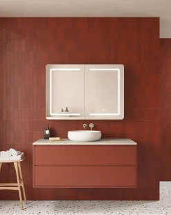 Poalgi Armoire de toilette LED aluminium MANILLONS 2p miroir l. 120 cm H. 70 cm P. 14 cm - Gan* Armoire De Toilette