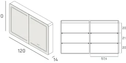 Poalgi Armoire de toilette LED aluminium MANILLONS 2p miroir l. 120 cm H. 70 cm P. 14 cm - Gan* Armoire De Toilette