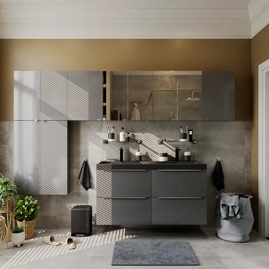GoodHome Armoire de toilette miroir l.60 x H.60 x P.15 cm, Imandra* Armoire De Toilette|Meuble De Salle De Bains Faible Profondeur