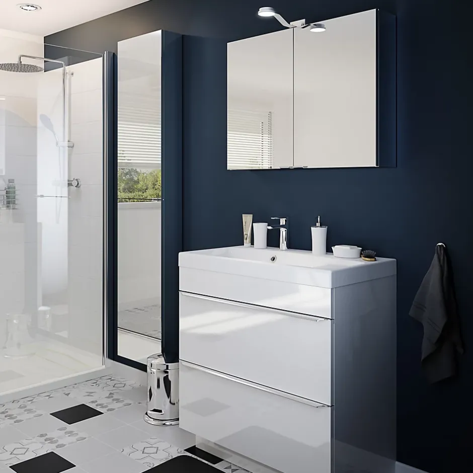 GoodHome Armoire de toilette miroir l.80 x H.60 x P.15 cm, Imandra