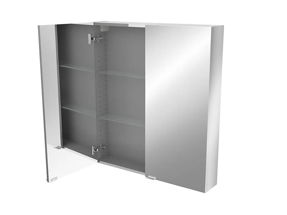 GoodHome Armoire de toilette miroir l.80 x H.90 x P.15 cm, Imandra* Armoire De Toilette|Meuble De Salle De Bains Faible Profondeur