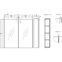 Planète Bain Armoire de toilette miroir 80 cm blanc brillant Malta