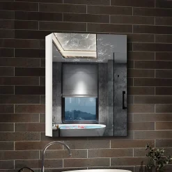 AICA Sanitaire Armoire de Toilette Mural avec Miroir et Rangement - Moderne, Blanc, 60x70 cm,
