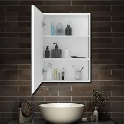AICA Sanitaire Armoire de Toilette Mural avec Miroir et Rangement - Moderne, Blanc, 40x70 cm,* Armoire De Toilette