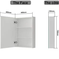 AICA Sanitaire Armoire de Toilette Mural avec Miroir et Rangement - Moderne, Blanc, 40x70 cm,* Armoire De Toilette