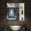 AICA Sanitaire Armoire de Toilette Mural avec Miroir Niches Intégrées et Rangement Fermé - Moderne, Blanc, 60x70 cm,