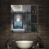 AICA Sanitaire Armoire de Toilette Mural avec Miroir Niches Intégrées et Rangement Fermé - Moderne, Anthracite, 70x70 cm,