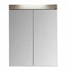 Chb Collection Armoire de toilette murale - 2 portes miroir - Mélaminé Blanc/Chêne. L - H - P : 60 - 77 - 17 cm* Armoire De Toilette