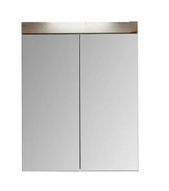 Chb Collection Armoire de toilette murale - 2 portes miroir - Mélaminé Blanc/Chêne. L - H - P : 60 - 77 - 17 cm* Armoire De Toilette