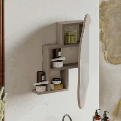 Pier Import Armoire de toilette organique taupe 1 miroir CODY* Armoire De Salle De Bains