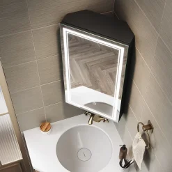 Sirhona Armoire de toilette 60x75cm + Interrupteur tactile + LED température 3 couleurs + Anti-buée + Prise rasoir* Armoire De Toilette
