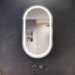 Sirhona Armoire de toilette 40x70cm+Touch+LED Tri-couleur Température+ Anti-buée+ Prise rasoir