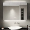 Sirhona Armoire de toilette Extra Large Miroir 90x65 cm + Grand Rangement + Température LED tricolore + Anti-buée + Prise rasoir* Armoire De Toilette
