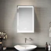 Sirhona Armoire de toilette miroir de salle de bain avec lumière LED 3 couleurs,38x60cm, meuble de rangement blanc anti-buée* Armoire De Toilette