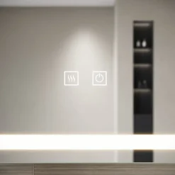 Sirhona Armoire de toilette Grand Rangement 60x75 cm + Interrupteur tactile + Température LED tricolore + Anti-buée + Prise rasoir