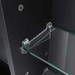 Sirhona Armoire de toilette Grand Rangement 60x75 cm + Interrupteur tactile + Température LED tricolore + Anti-buée + Prise rasoir