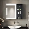 Sirhona Armoire de toilette Etagère de Rangement 65x60cm+Touch+LED Température Tri-Couleur+ Anti-buée+Prise rasoir