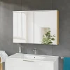 Bernstein Armoire de toilette suspendue Anthracite mat 100x18x70cm (LxPxH) 2 portes miroir, éclairage LED, tablettes en verre - SOLO* Armoire De Toilette