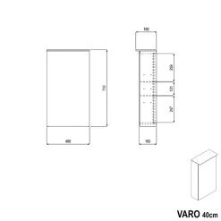 Bernstein Armoire de toilette suspendue miroir 40x19x71cm (LxPxH), charnière à gauche, éclairage LED, tablettes en verre - VARO* Armoire De Toilette