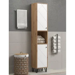 Generic Armoire haute - TRENDTEAM - Série Touch - Blanc/Brun - 36 cm - 191 cm de hauteur