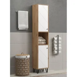 Generic Armoire haute - TRENDTEAM - Série Touch - Blanc/Brun - 36 cm - 191 cm de hauteur