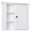 Homcom Armoire haute murale de salle de bain ou WC placard 1 porte 3 niches dim. 53L x 14,5l x 50,5H cm MDF panneaux particules blanc* Armoire De Salle De Bains