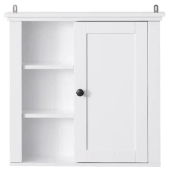 Homcom Armoire haute murale de salle de bain ou WC placard 1 porte 3 niches dim. 53L x 14,5l x 50,5H cm MDF panneaux particules blanc* Armoire De Salle De Bains