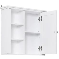 Homcom Armoire haute murale de salle de bain ou WC placard 1 porte 3 niches dim. 53L x 14,5l x 50,5H cm MDF panneaux particules blanc* Armoire De Salle De Bains