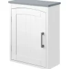 kleankin Armoire haute murale de salle de bain ou WC - placard porte avec étagère réglable - dim. 41L x 18l x 52H cm - MDF blanc gris