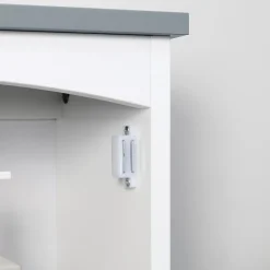 kleankin Armoire haute murale de salle de bain ou WC - placard porte avec étagère réglable - dim. 41L x 18l x 52H cm - MDF blanc gris