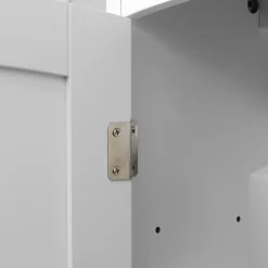 kleankin Armoire haute murale de salle de bain ou WC - placard porte avec étagère réglable - dim. 41L x 18l x 52H cm - MDF blanc gris