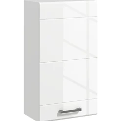 kleankin Armoire haute murale de salle de bain ou WC - placard porte 2 étagères - dim. 41L x 18l x 52H cm - MDF blanc mat laqué* Armoire De Salle De Bains