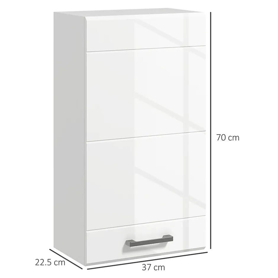 kleankin Armoire haute murale de salle de bain ou WC - placard porte 2 étagères - dim. 41L x 18l x 52H cm - MDF blanc mat laqué* Armoire De Salle De Bains