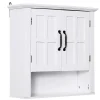 Homcom Armoire haute murale de salle de bain ou WC 2 portes 2 étagères niche dim. 60 x 20 x 58 cm blanc