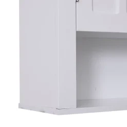 Homcom Armoire haute murale de salle de bain ou WC 2 portes 2 étagères niche dim. 60 x 20 x 58 cm blanc