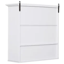 Homcom Armoire haute murale de salle de bain ou WC 2 portes 2 étagères niche dim. 60 x 20 x 58 cm blanc