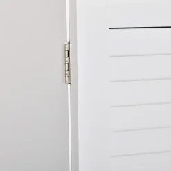 kleankin Armoire haute murale salle de bain ou WC - placard 2 portes persiennes avec étagère - porte-serviette - MDF blanc