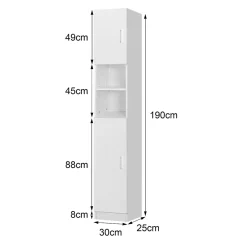 Ml-Design Armoire haute salle de bain colonne blanc MDF 30x190x25 cm