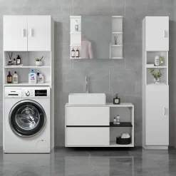Ml-Design Armoire haute salle de bain colonne blanc MDF 30x190x25 cm