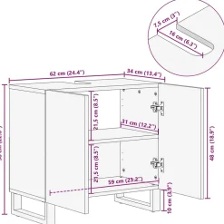 Vidaxl Armoire lavabo de bain 62x34x58 cm bois massif de manguier