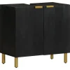 Vidaxl Armoire lavabo de salle de bain noir bois d'ingénierie