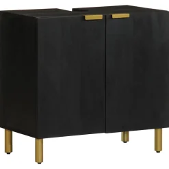 Vidaxl Armoire lavabo de salle de bain noir bois d'ingénierie